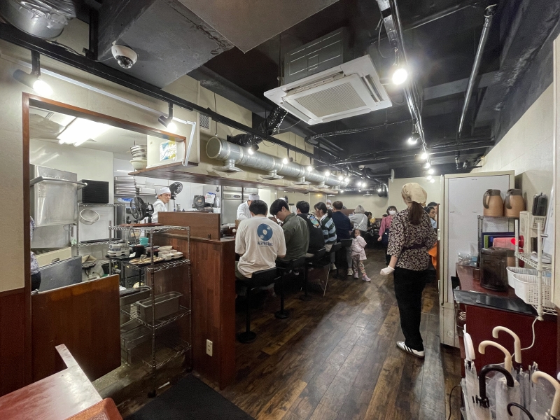 Seating area at Gyukatsu Motomura restaurant at Namba 3-Chome-3-1