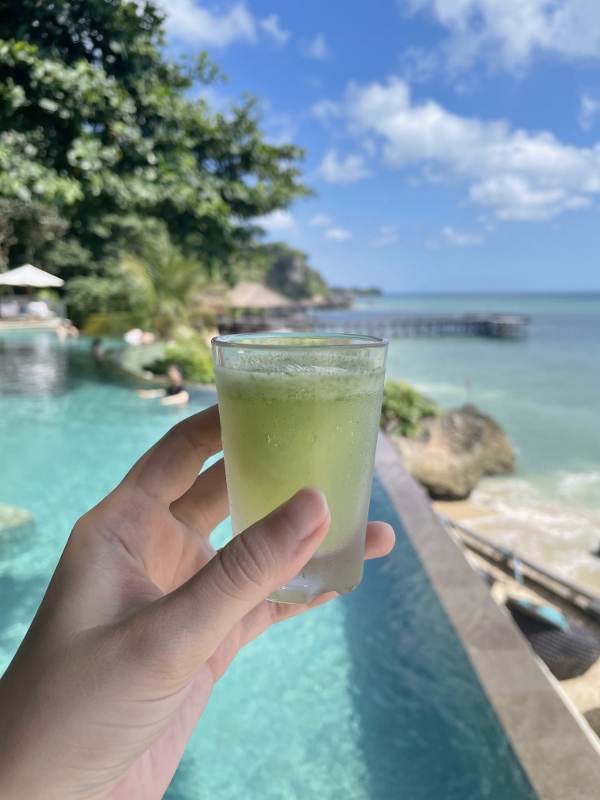 Juice shot at Ocean Beach Pool at AYANA Resort Bali