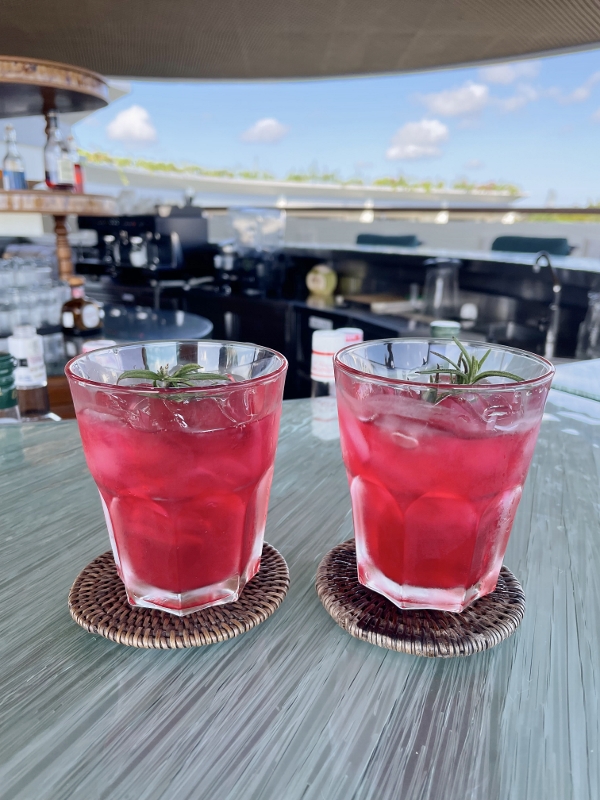 Welcome drinks from Luna Rooftop Bar at AYANA Segara Bali Hotel