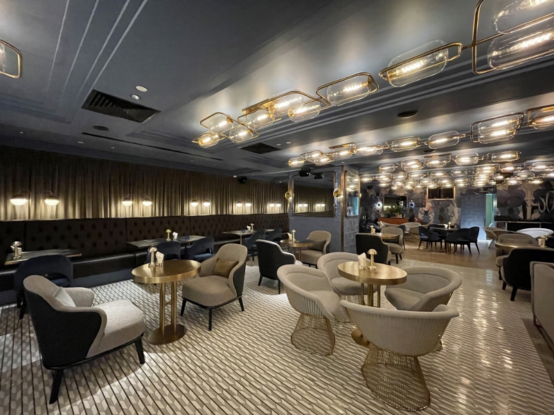Seating area at Club 5 bar at PARKROYAL On Beach Road Hotel