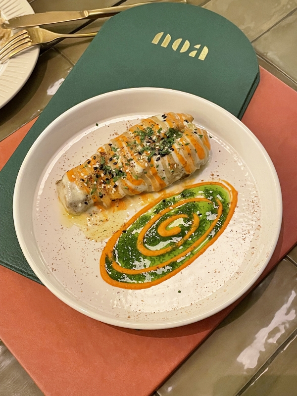 Roasted eggplant with Idiazabal cheese, harissa and tahini from Noa Lounge