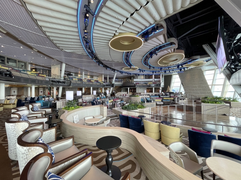 Seating area at Two70 Bar on Royal Caribbean Spectrum Of The Seas