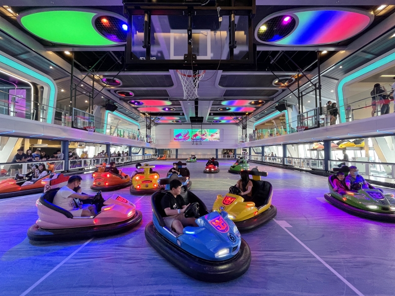 Bumper cars at SeaPlex Sports Court on Royal Caribbean Spectrum Of The Seas