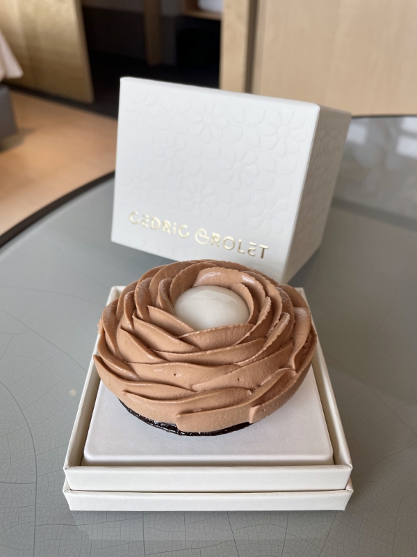 Chocolate coconut flower dessert from Cedric Grolet at COMO Metropolitan Hotel