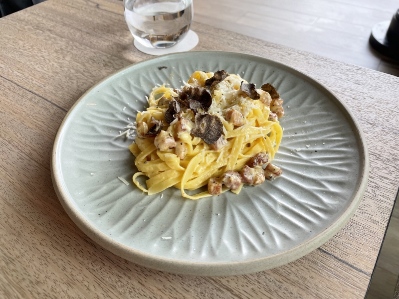 Tagliatelle 'Corsican' carbonara from Sol & Ora restaurant at The Outpost Hotel Sentosa