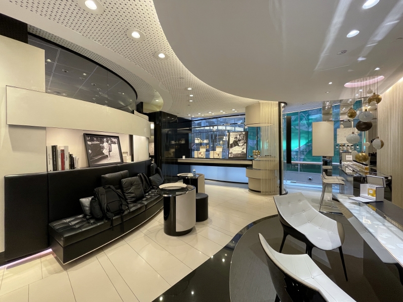 Seating area at Chanel Beauty Lounge at Changi Airport Terminal 3